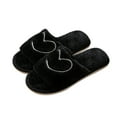 thumbnail image 4 of Puntoco Fuzzy Open Toe Slippers for Women Indoor Cozy Memory Foam Slip On House Slides Shoes Gifts for Womens Her Mom Black 40, 4 of 4