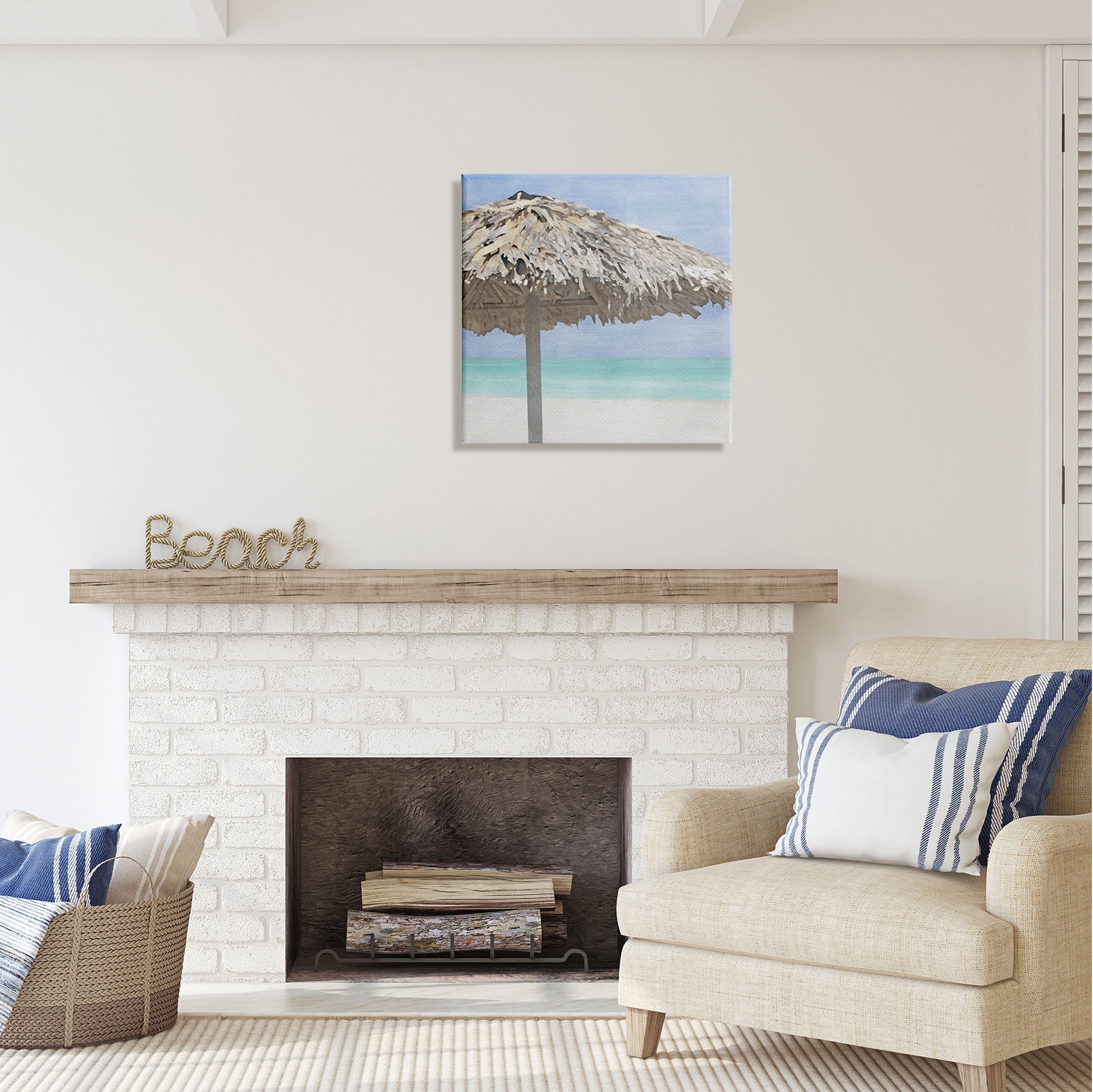 Stupell Industries Tropical Beach Canopy Nature Painting Gallery Wrapped Canvas Print Wall Art, 24 x 24