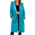 thumbnail image 2 of Winter Coats for Women Cardigan Sweaters for Women Long Solid Color Zipper Long Sleeved Hooded Casual Loose Outwear, 2 of 9