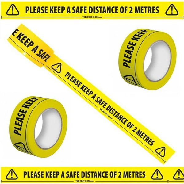 Keep 2 Metres Distance Warning Tape Floor Marking Social Distancing 33Meter Long 