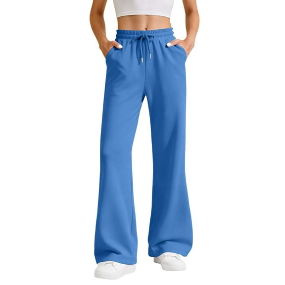 Mgmyaa Womens Flare-Leg Sweatpants Elastic Waist Drawstring Pocket Sports Lounge Pants Casual Trousers