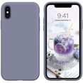 thumbnail image 1 of iPhone X Case,iPhone Xs Case, Liquid Silicone Soft Gel Rubber Slim Cover with Microfiber Cloth Lining Cushion Shockproof Full Body Protective Case for iPhone X/iPhone Xs, Lavender Gray, 1 of 8