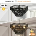 thumbnail image 5 of 20" Rustic 4-Tier Black Hemp Rope Pendant Light Chandelier with 6 E12 Sockets, Handmade Tiered Boho Ceiling Light Fixture for Dining Room, Kitchen, or Foyer (Bulb Not Included), 5 of 8