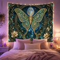 thumbnail image 2 of Fantasy Moth with Full Moon in a Starry Night Valley, Mystical Celestial for Nature Lovers, Botanical Wall Art, Housewarming Gift, Tapestry Wall Hanging for Bedroom and Living Room, 2 of 7