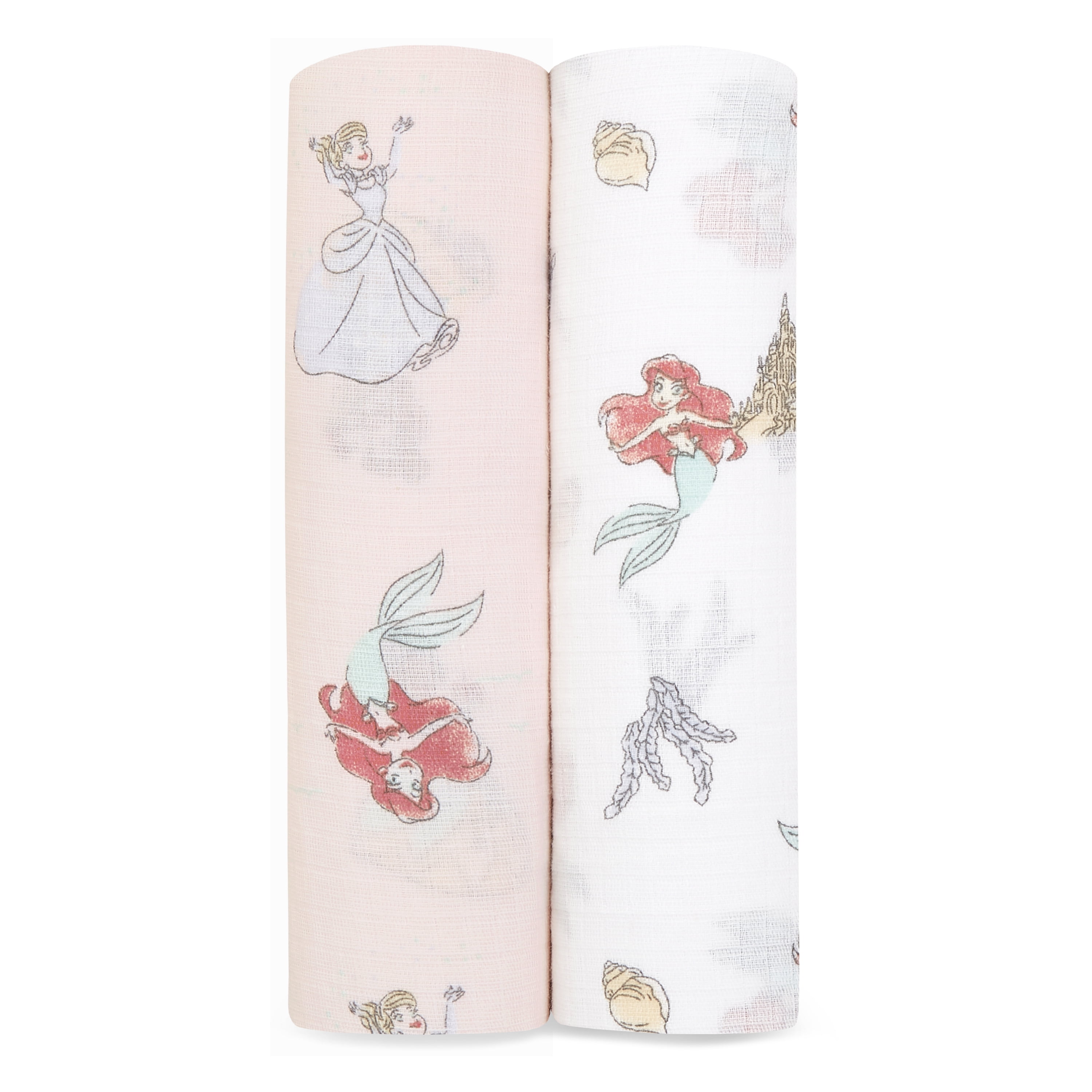 Aden + Anais Essentials Disney Princess 100% Muslin Cotton Swaddle Blanket,  Female, 2 Pack