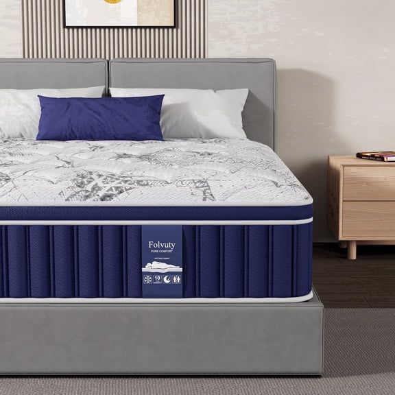 FOLVUTY 12 inch Twin Mattress Hybrid Mattress in a Box, Gel Memory Foam & Chill-Touch Fabric Top, Cooling Sleep, Pressure Relief, CertiPUR-US