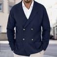 thumbnail image 2 of Mens Knit Sweater Jacket Double Breasted Turndown Collar Loose Coat Casual Long Sleeve Cardigan Warm Jackets Dark Blue L, 2 of 6