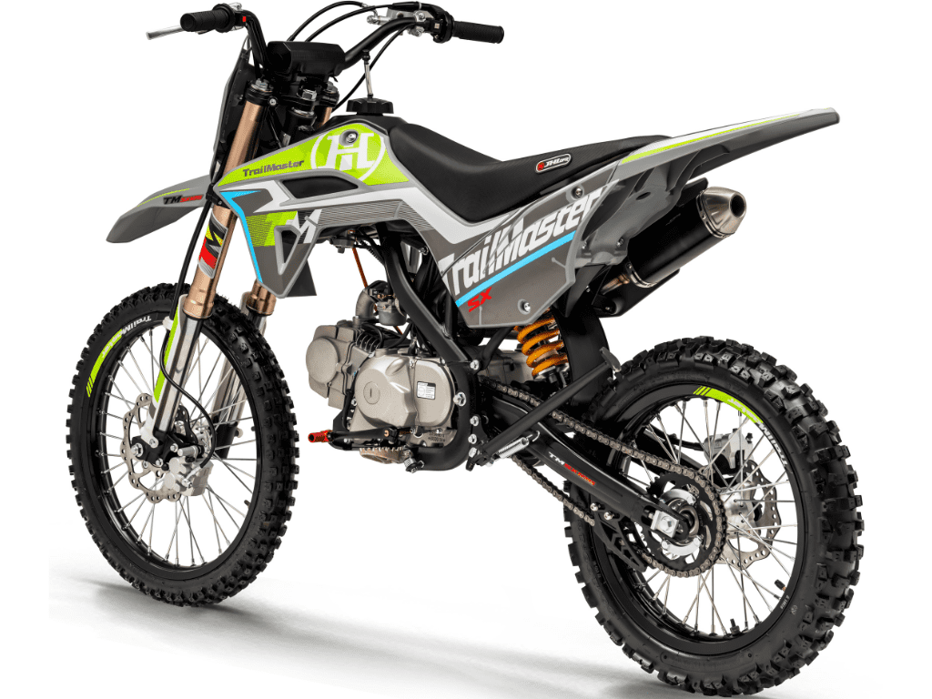 Trailmaster SX125 Dirt Bike, 124cc, Max Speed 50 mph, Ages 16+, 4-Speed Manual, Air-Cooled Engine, Electric & Kick Start, 19/16 Tires, 32.7" Seat Height (Green)