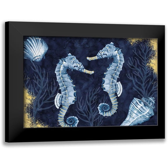 Reed, Tara 14x11 Black Modern Framed Museum Art Print Titled - Deep Blue Sea IV on Blue Gold