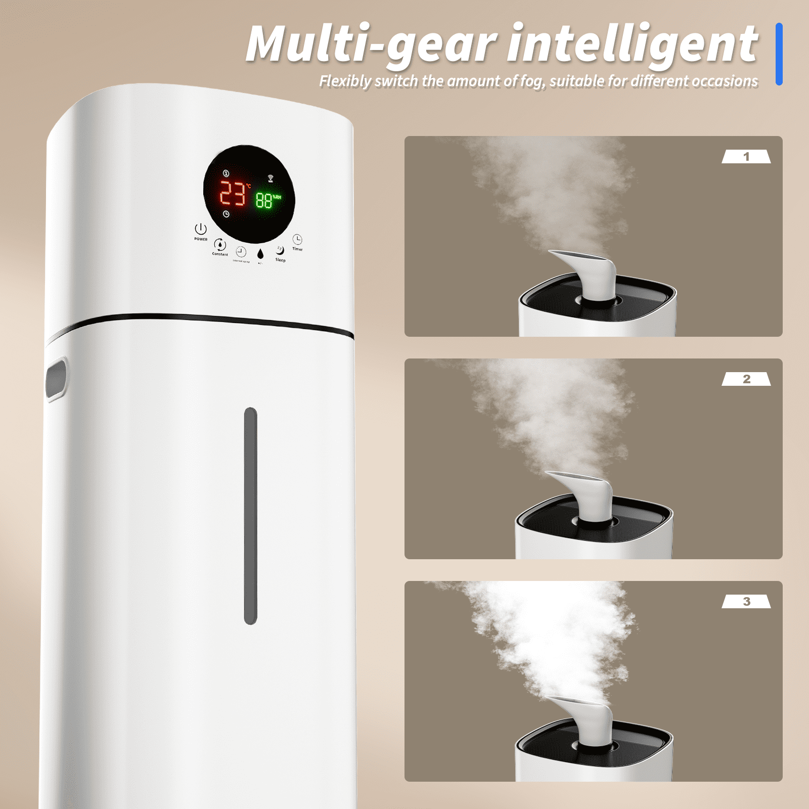 Rocyis Ultrasonic Tower Humidifier, 16L 4.2Gal, 360° Rotating, for Whole House, 1200 Sq Ft