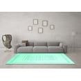 thumbnail image 3 of Ahgly Company Indoor Round Solid Turquoise Blue Modern Area Rugs, 4' Round, 3 of 4