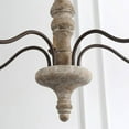 thumbnail image 6 of LNC 6-Light French Country Distressed Off-White Handmade Wood and Metal Candle Shape Chandelier, 6 of 14