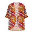 thumbnail image 4 of Nrmvnmi Women Open Front Lightweight Cardigan Summer Puff Sleeve Cardigans Fashion Floral Printed Kimono Cardigan Casual Loose Fit Cover Up Blouse Tops, 4 of 5