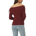 thumbnail image 3 of MODA NOVA Juniors Off Shoulder Ribbed Knit Casual Long Sleeve Solid Sweater Pullover Top, 3 of 6