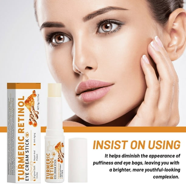 XWSHYW Brillo de Ojos Crema para Ojos con Cúrcuma, Barra Hidratante y Desalinizadora, Crema para Ojos con Melanina, Crema para Ojos Antiarrugas, Barra para Líneas Pálidas, Hidratación Compacta, Bolsa