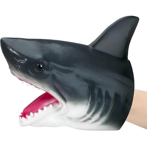 Shark Puppets Soft Rubber White Shark Head Realistic Hand Puppets