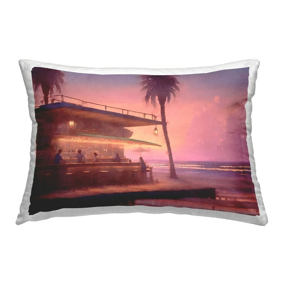 Stupell Industries Yellow Van on Beach Decorative Printed Throw Pillow Design by Noah Bay.