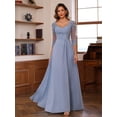 thumbnail image 4 of Vestido Loyeloy Lace Mother of the Bride en gasa azul marino, 4 of 7