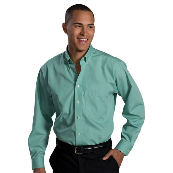 Edwards Men's Long Sleeve Soft Touch Poplin Shirt, MIST GREEN, L T