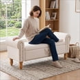 thumbnail image 3 of Howcool 51.5" Linen Storage Ottoman Bench, Upholstered End of Bed Bench for Bedroom Living Room Entryway Window Seat（Beige）, 3 of 6