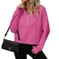 thumbnail image 3 of Women's half-zip hooded sweatshirt, loose fit, fashionable fleece sweatshirt, 3 of 5