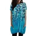 thumbnail image 2 of SELONE Plus Size Tops for Women Short Sleeve Tops Blouses Regular Fit T Shirts Pullover Tees Tops Floral Print T-Shirts Crew Neck Tops Casual Blouses With Pockets T Shirts Breathable Sky Blue L, 2 of 4
