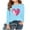 Light Blue, variant on LckLvx Valentine's Day Girls Boys T-Shirts Heart Graphic Long Sleeve Pullover Tee Casual Crewneck Tops