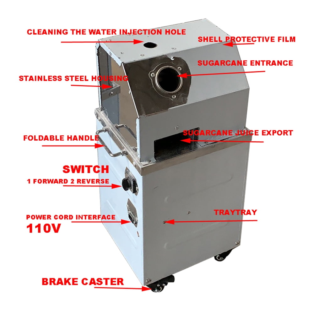 Techtongda Commercial Vertical Electric Sugar Cane Juicer Machine Sugarcane Press Extractor 3 Rollers Stainless Steel