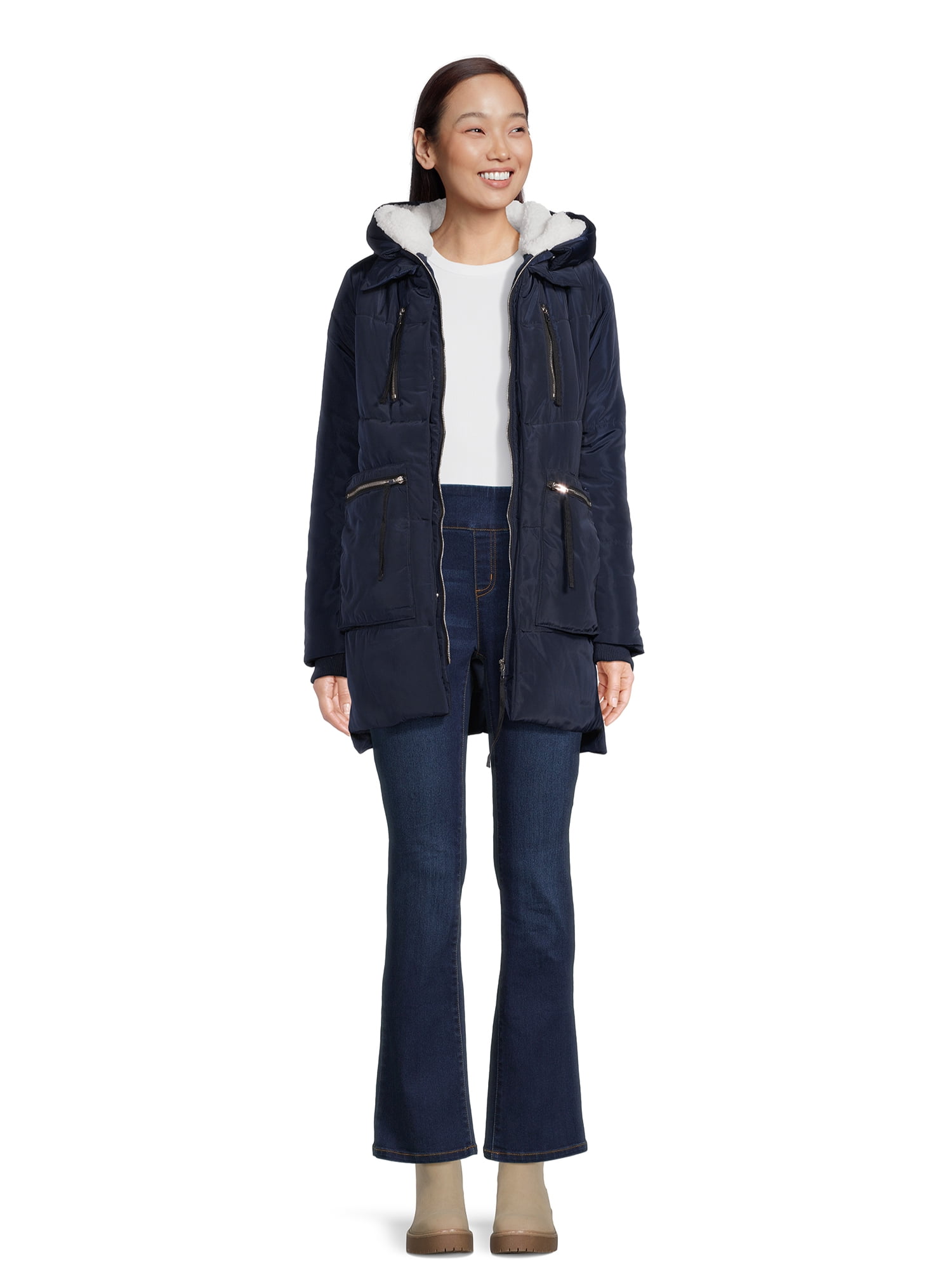 Jason Maxwell Women's and Women's Plus Puffer Coat with Faux