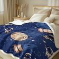 thumbnail image 2 of Dark Blue Outer Space Pattern Plush Sherpa Blanket for Kids Boys Rocket Print Fleece Throw Blanket for Sofa Chair Travel, Baby(30" x40"), 2 of 6
