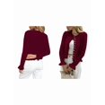 thumbnail image 3 of Womens Button Down Cardigan Sweaters Light-Weight Long Sleeve Crew Neck Summer Knit Open Front Tops Wine Red L, 3 of 7