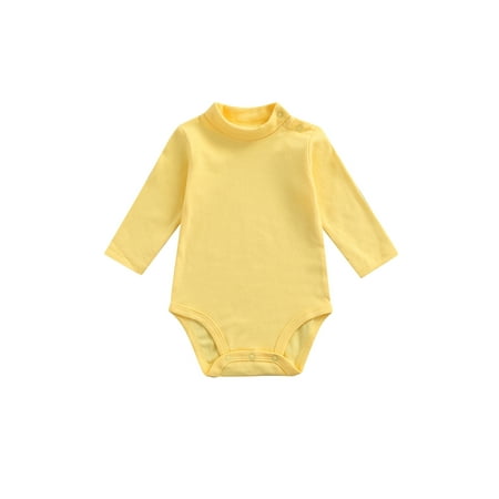 

Yinyinxull Newborn Baby Boys Girls Long Sleeve Turtleneck Solid Color Cotton Romper Jumpsuit Baby Clothes Yellow 3-6 Months