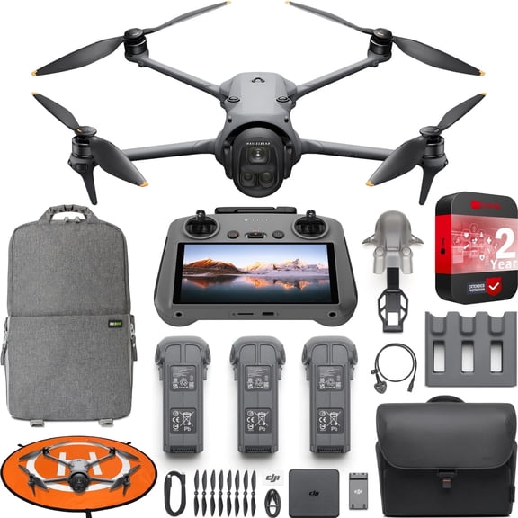 DJI Mavic 4 Pro Triple Camera Flagship Drone Fly More Combo (w/ DJI RC 2), 100MP 4/3 CMOS Hasselblad Camera With 6K/60fps HDR Video, 0.1-Lux Nightscape, Obstacle Sensing Bundle with Deco Gear Kit