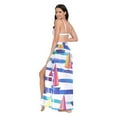 thumbnail image 3 of FORMRS Womens Long Sarong Beach Wrap Semi-Sheer Bikini Skirt Bathing Swimsuit Cover Up, Blue Hand Drawn Sailboats, 3 of 7
