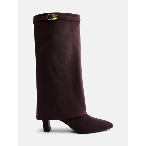 Madden NYC Women's Fold Over Faux Suede Buckle Boots