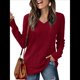 thumbnail image 1 of Blusas de Larga para Mujer, Camisetas con Cuello en V, Suéteres Tipo Túnica Ligeros, Moda Rojo XL, 1 of 9