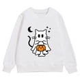 thumbnail image 4 of Weebloom Halloween Kids Sweatshirt For Boy Girl Ghost Pumpkin Graphic Cute Crewneck Sweatshirt Soft Casual Pullover Long Sleeve Tops For Youth Fall Winter Outfit White 8-9 Years, 4 of 4