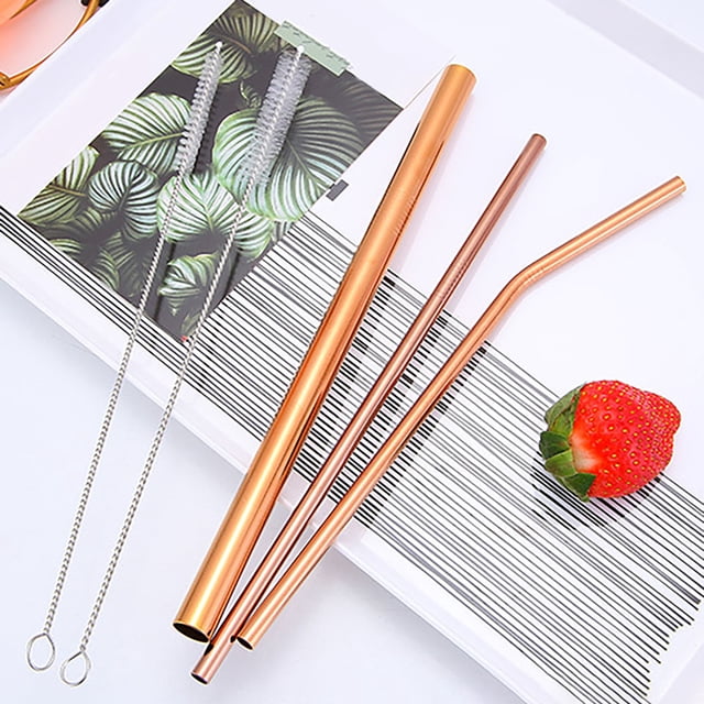 LSLJS 304 Stainless Steel Straw Set Cloth Bag Metal Straw Portable Set Restaurant Beverage Straw Set, Straws