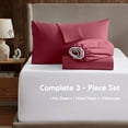 thumbnail image 2 of LammaLoe Extra Deep Pocket Sheets Twin Set, 3 Piece, Fits 18"-24" Mattress, Breathable & Extra Soft Bed Sheets, Burgundy Red, 2 of 9