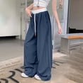 thumbnail image 6 of RongHuan Womens Wide Leg Track Pants High Elastic Waist Baggy Casual Drawstring Sweatpants with Pockets Streetwear, 6 of 7