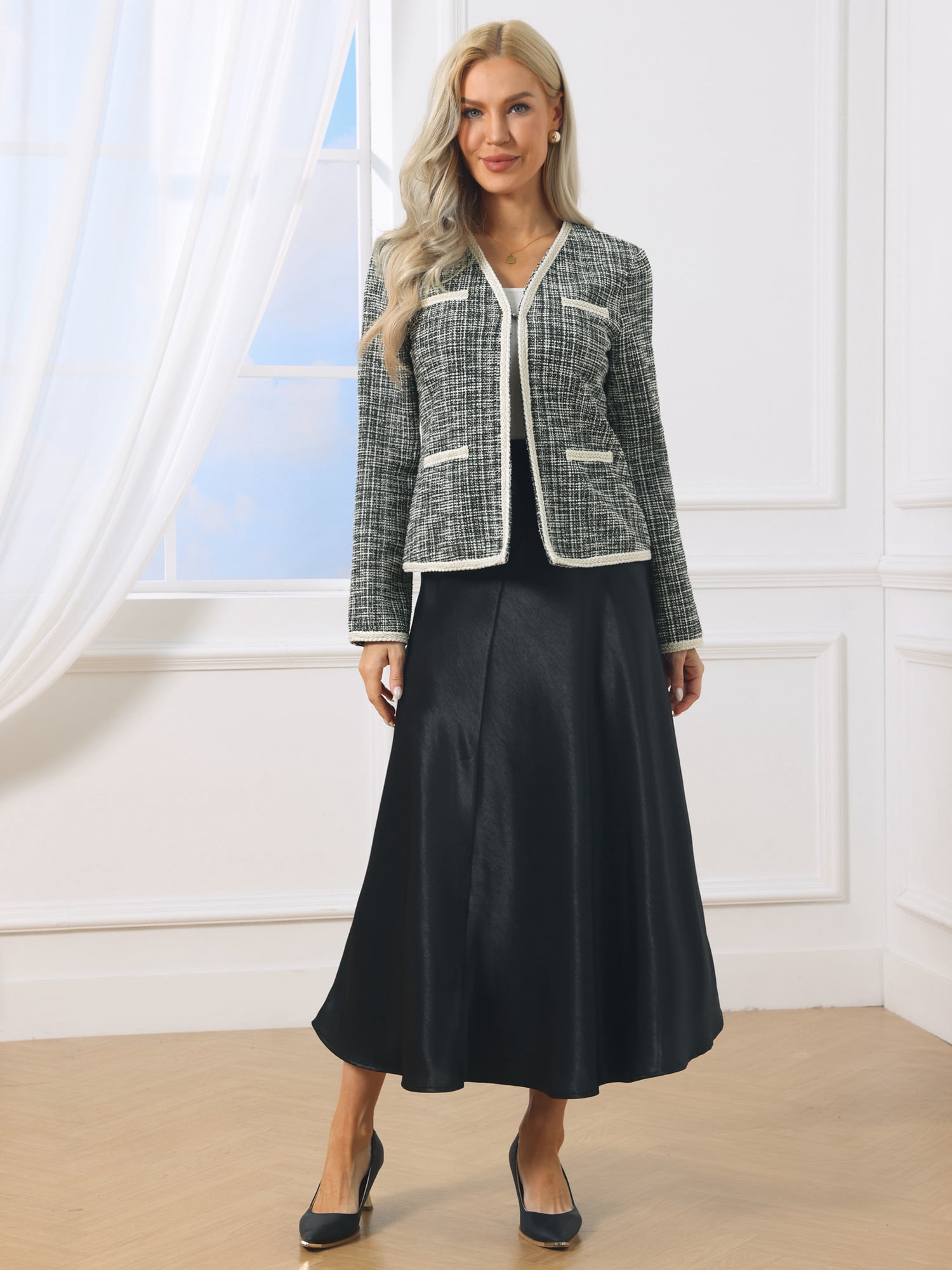 DARING DIVA Women's Long Sleeve Open Front Casual Knit Jacket M Black
