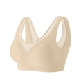 thumbnail image 2 of Gymayou Women Thin Breathable Seamless Wireless Bra V Mesh Beauty Back Fixed Molded Cup Vest Style Lingerie Sleep Bras Beige L, 2 of 9