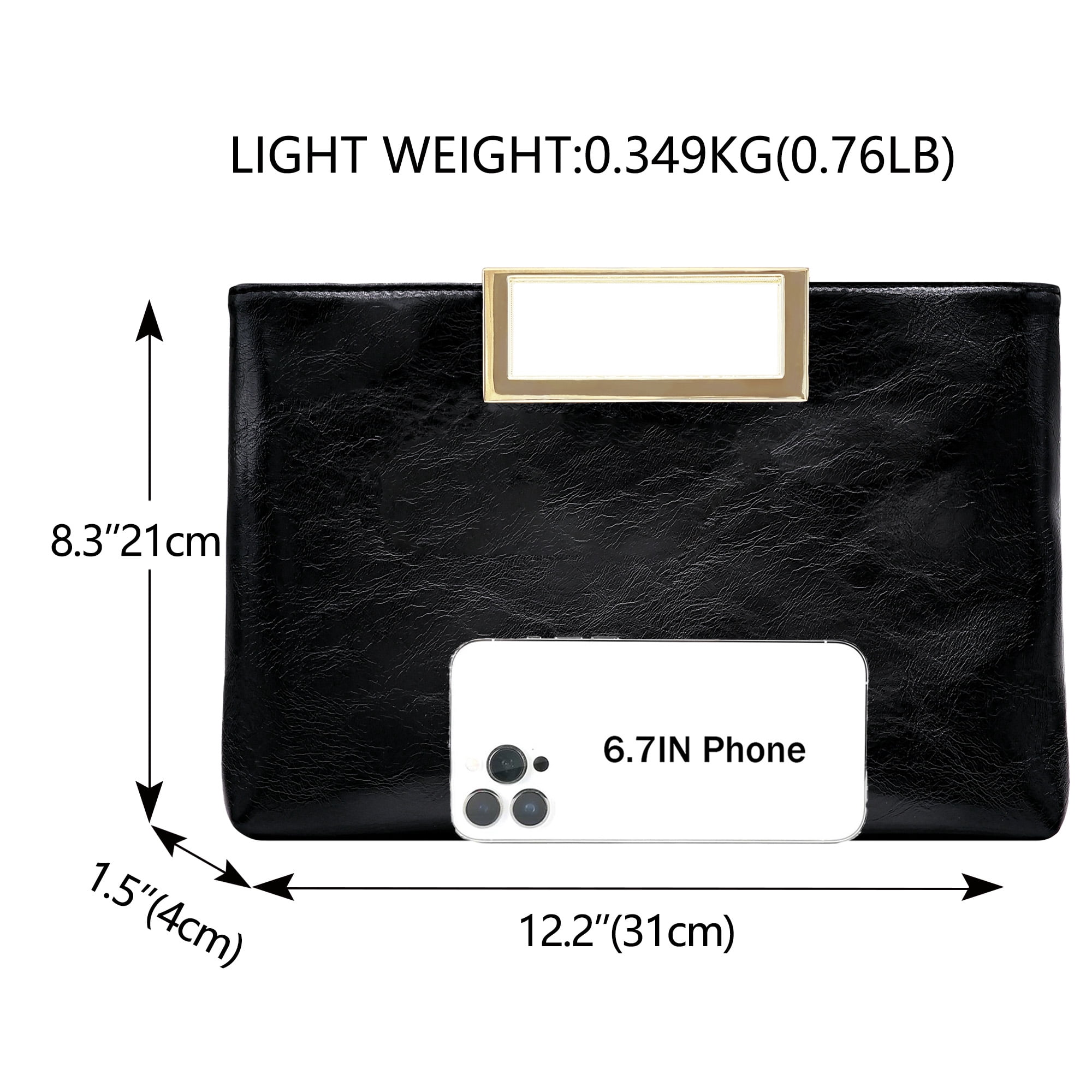 Milisente Women Top Handle Clutch Purse PU Leather Envelope Evening Bags For Formal Party Work（Black)