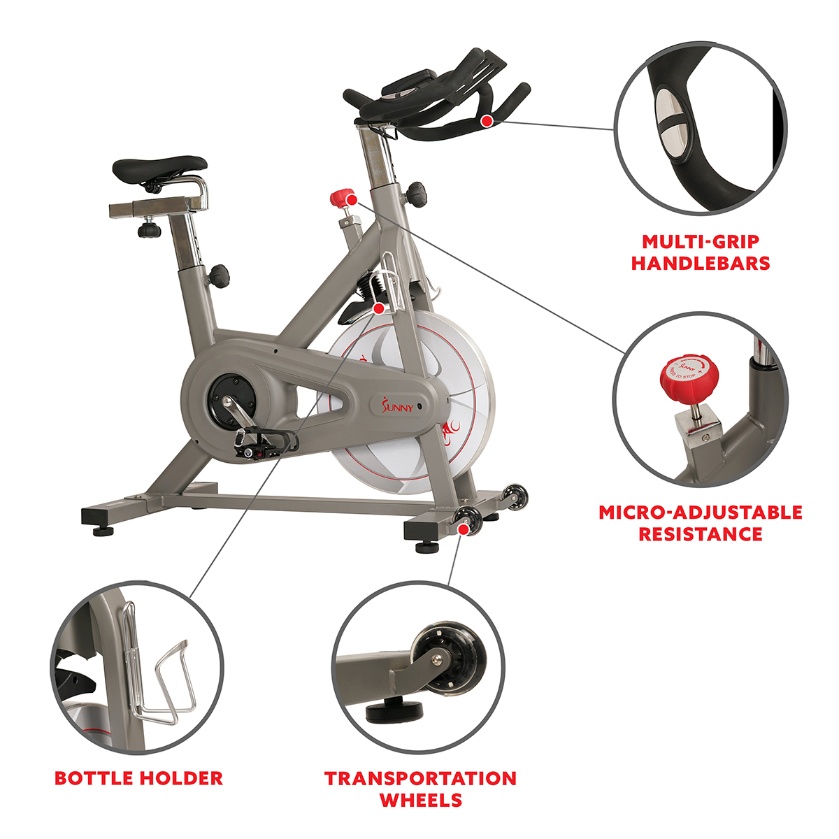 Sunny Health & Fitness Synergy Pro Magnetic Indoor Cycling Bike - SF-B1851 - image 10 of 13