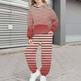 thumbnail image 2 of Piuwrlz 2pcs Hood Jogger Set Teen Girls Fleece Sweatsuits Sets Plush Stripe Hoodies and Sweatpants Red Size 14-15 Years, 2 of 6