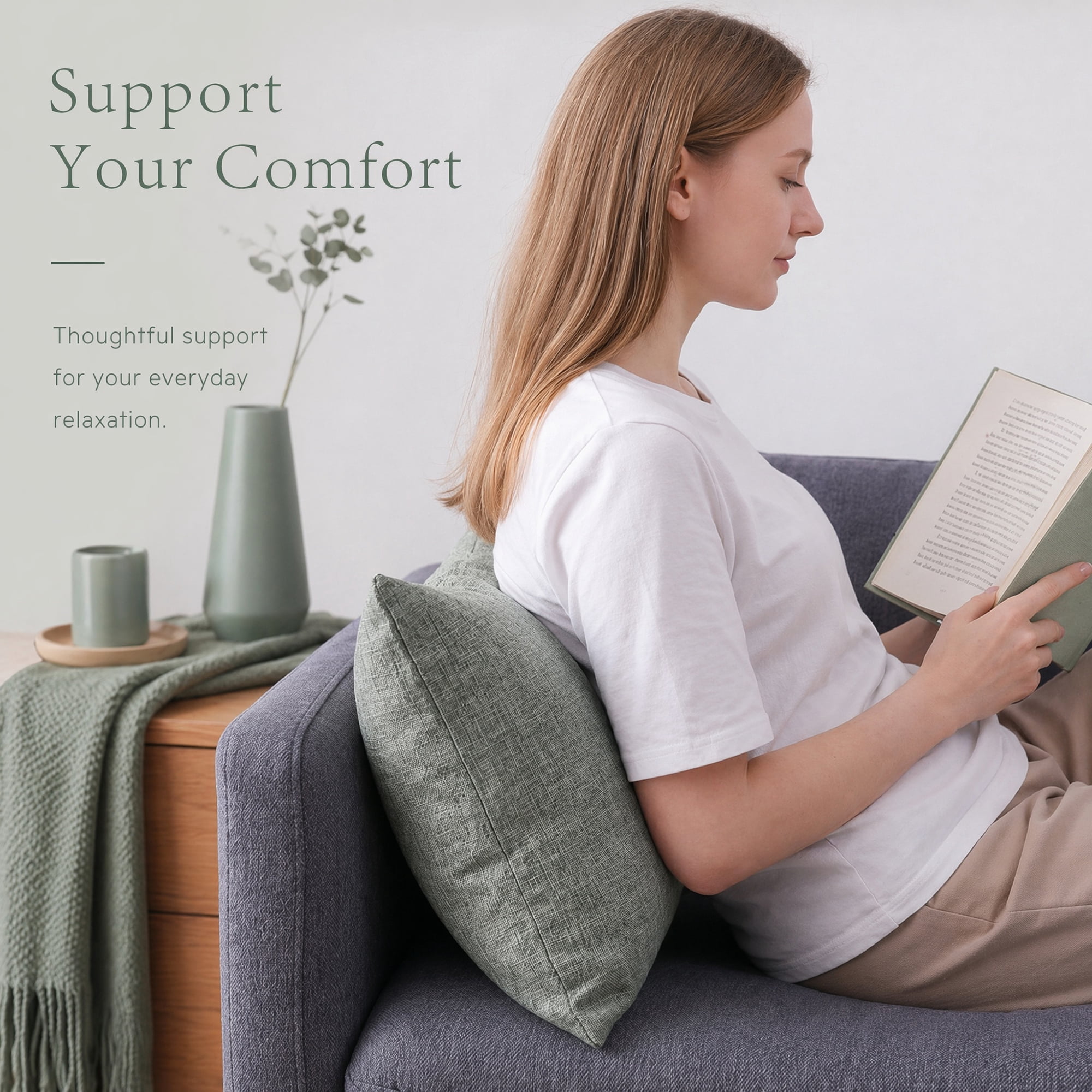 Unique Bargains Lumbar Support Pillow Flax Back Support for Driving Gray 11.8"x19.7"
