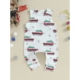 thumbnail image 2 of Liacowi Baby Girls Christmas Romper Infant Girls Sleeveless Santa Claus/Faceless Doll/Truck Print Jumpsuit Newborn Girl Cute Christmas Clothes, 2 of 9