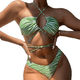 thumbnail image 1 of Conjunto de bikini de 2 piezas con tanga de corte alto y parte delantera cruzada con tirantes sexy para mujer, 1 of 5