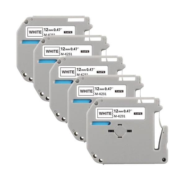 Ptouch M-K231 M-K231s Label Tape Compatible for Brother P-Touch M Tape 12mm 0.47 inch MK231 MK 231