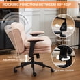 thumbnail image 5 of DOMICARE Criss Cross Chair with Flip-Up Arms, Wide Cross-Legged Office Chair with Wheels, Swivel Vanity Desk Chair, Pink Boucle, 5 of 7